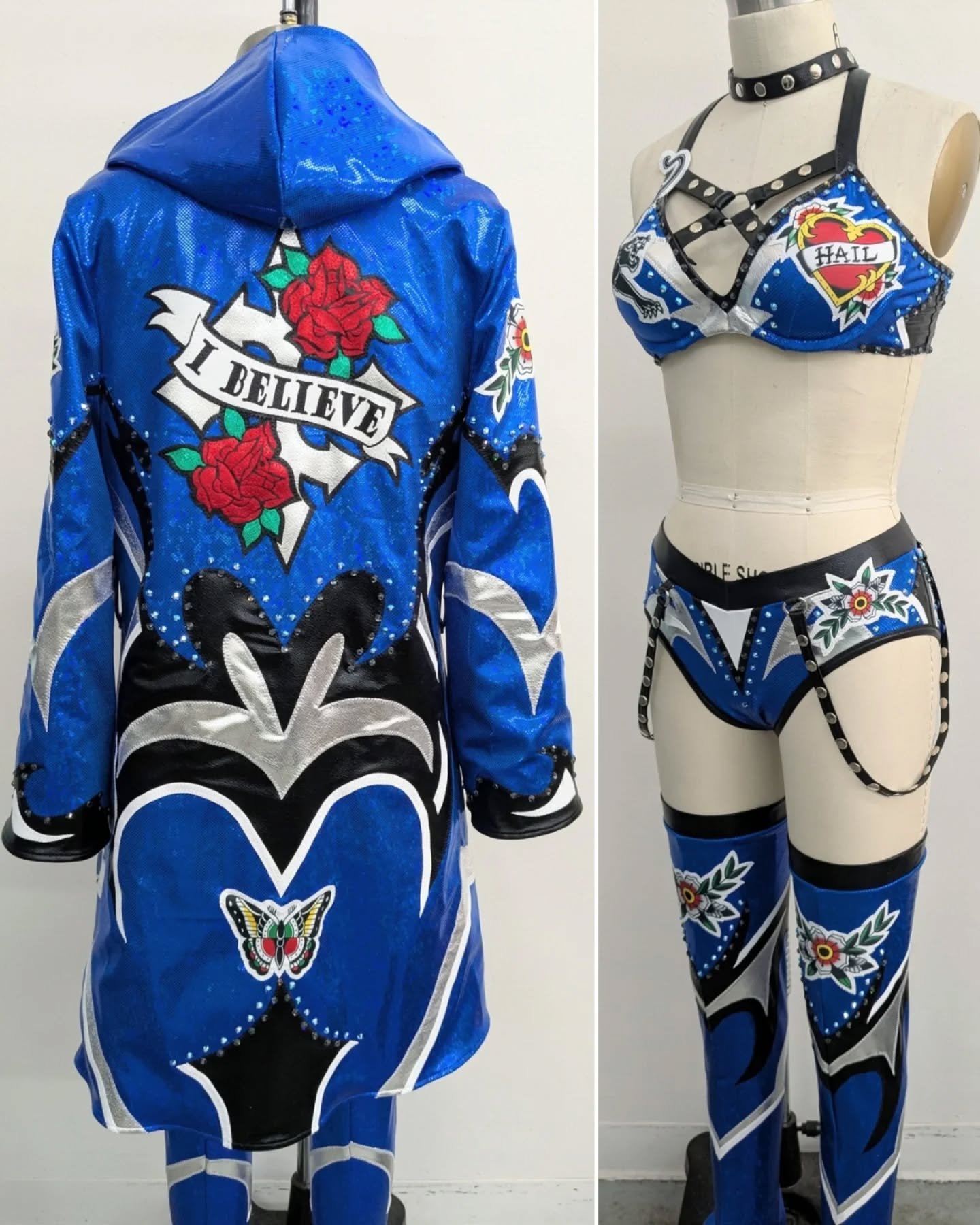 I Believe! Newest gear for @theahail_wwe !! 
💙🖤🤍💙🖤💙
#wwe @wwe #nxt @nxt #theahail #womenswrestling #prowrestlinggear #customwrestlinggear #wrestinggear