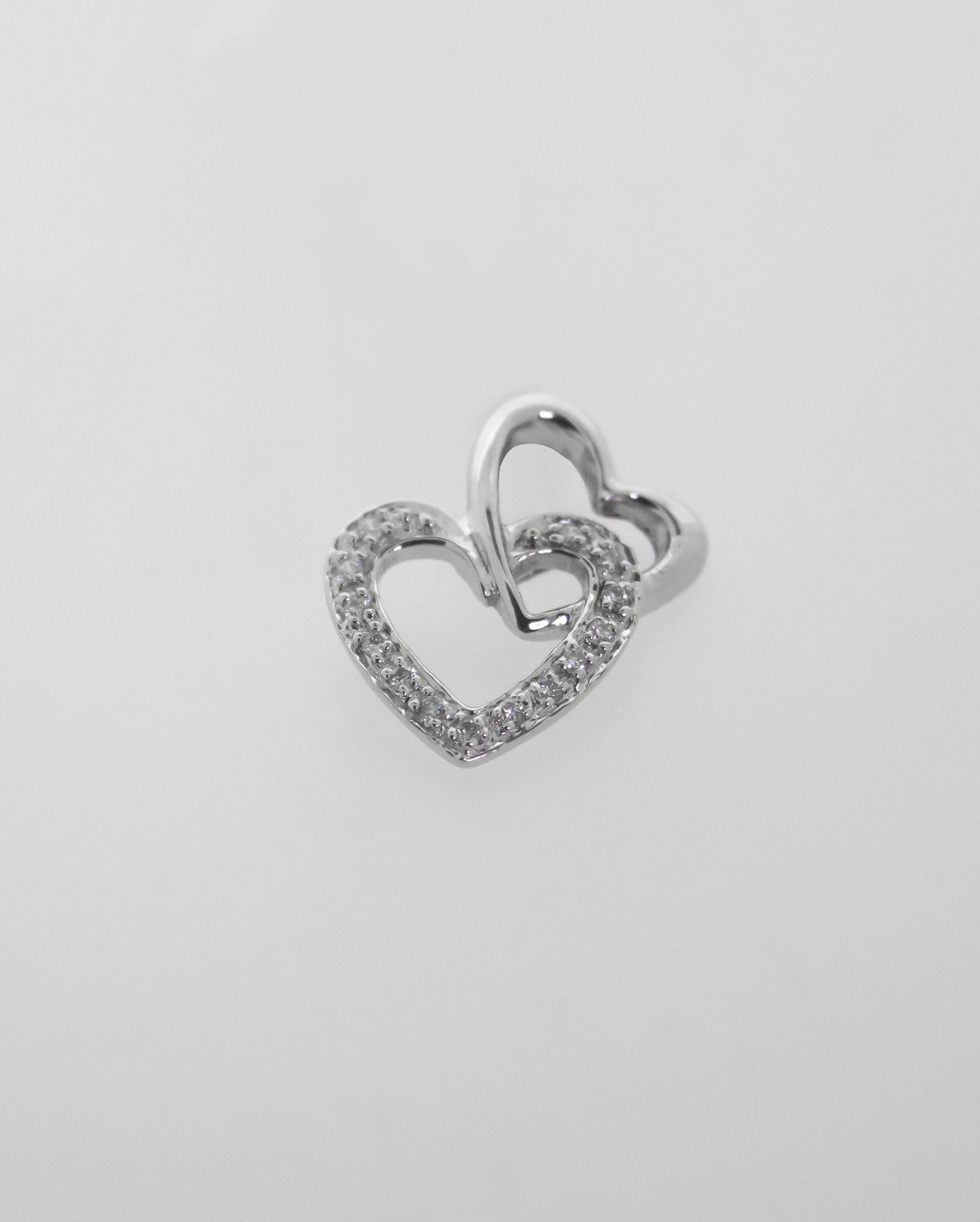 18K White Gold Double Heart Diamond Pendant £110