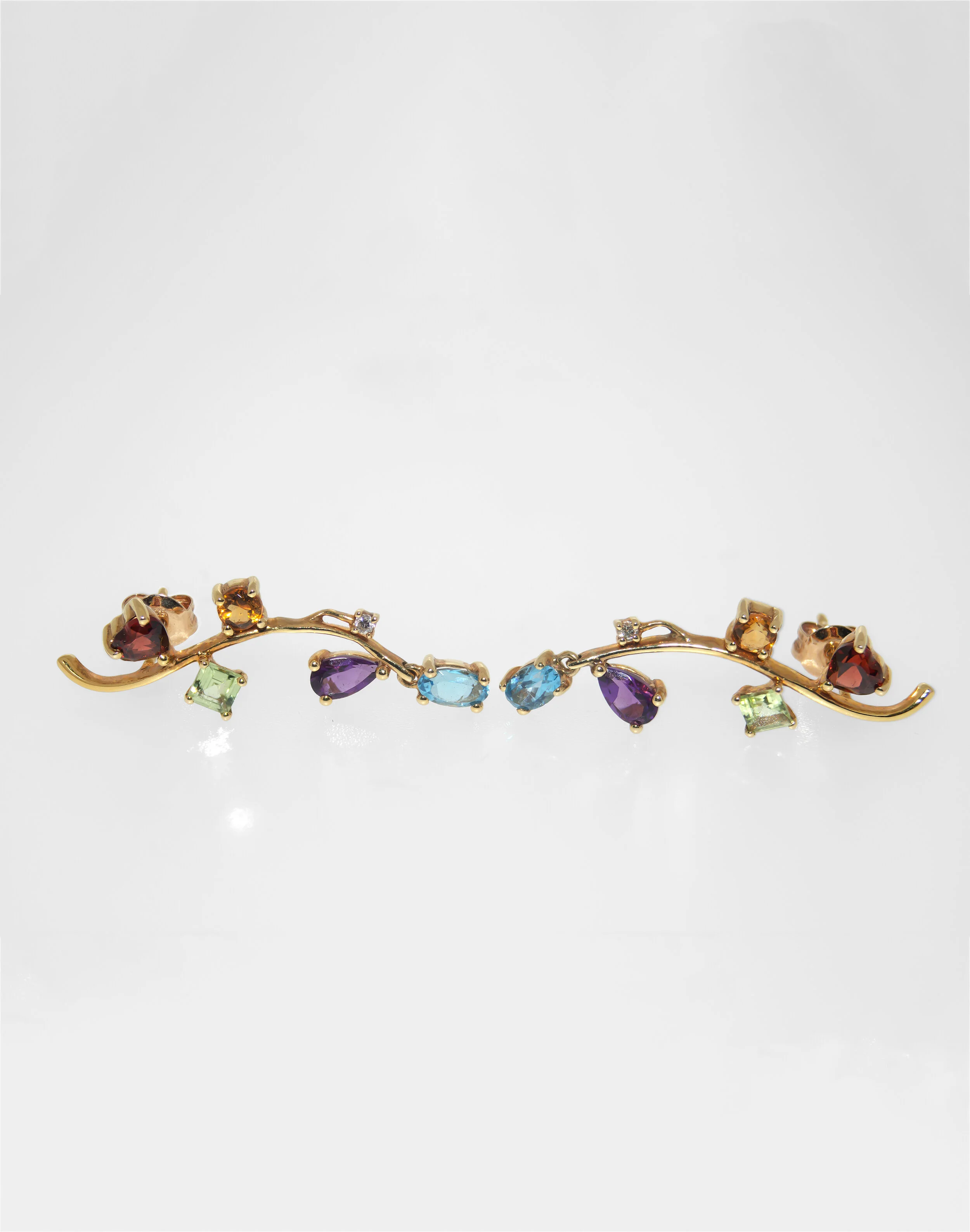 18K Yellow Gold Diamond and Semi Precious Coloured Gemstone Earrings £480