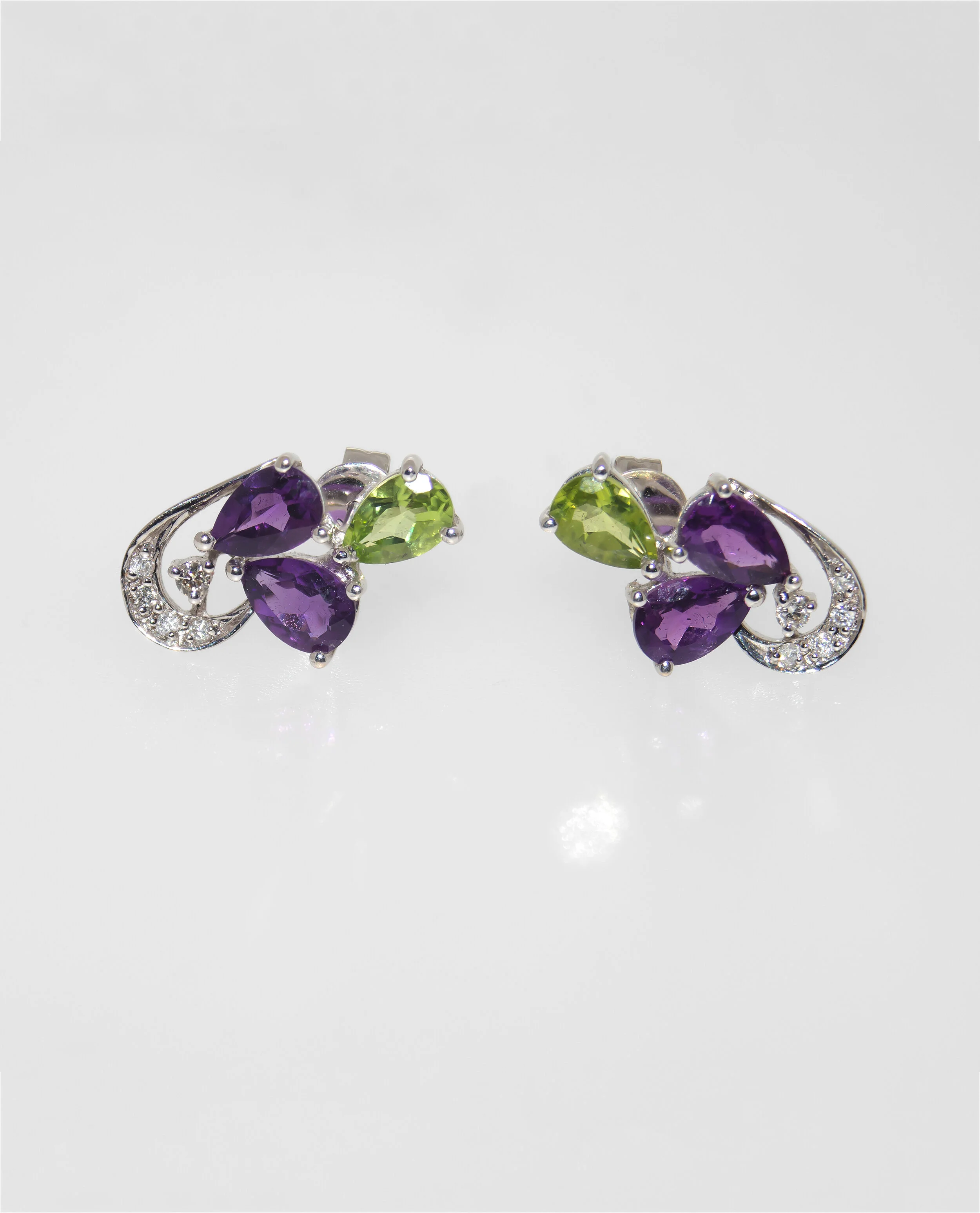 18K White Gold Diamond and Semi Precious Gemstone Earrings £399