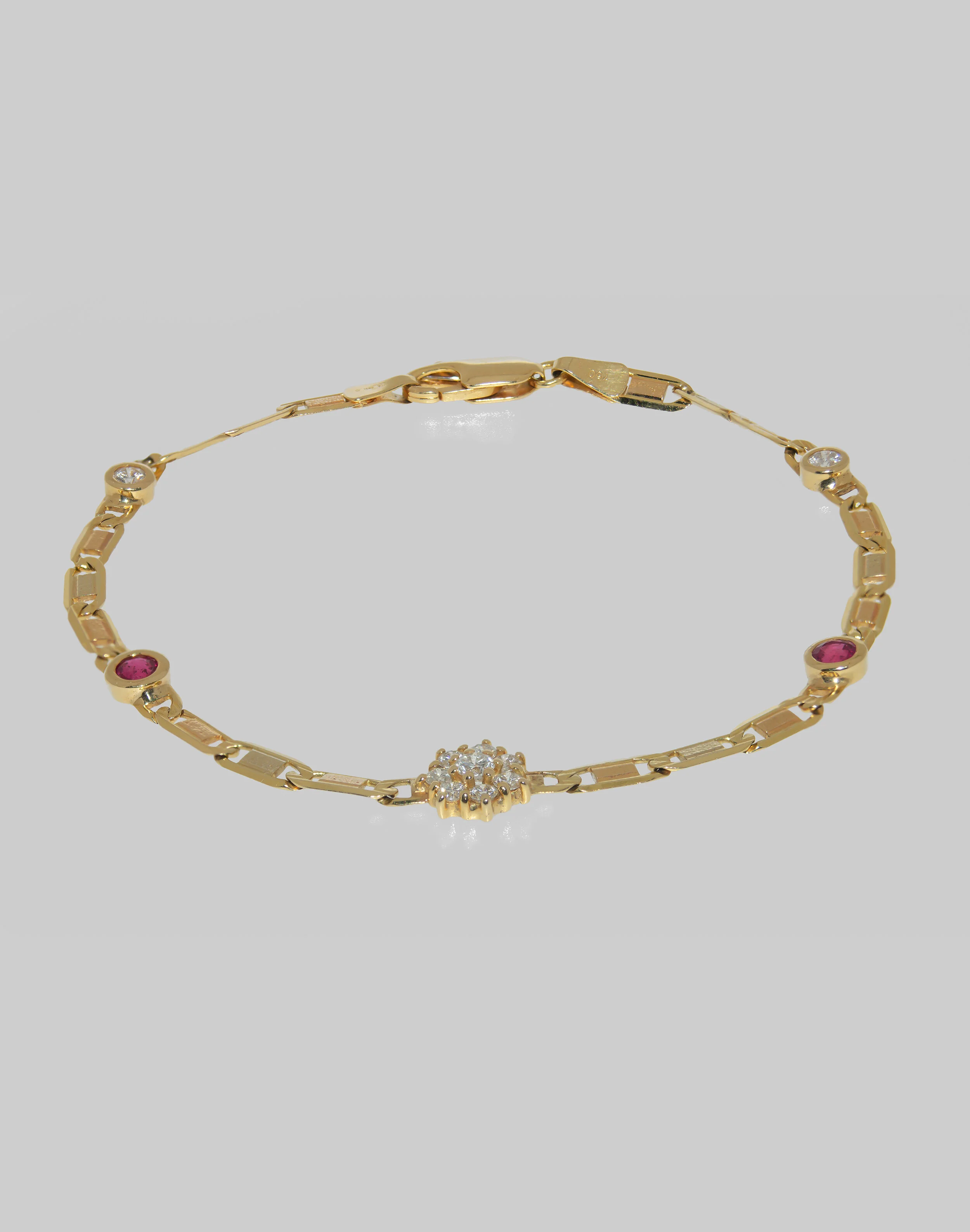 18K Yellow Gold Diamond and Ruby Bracelet £680