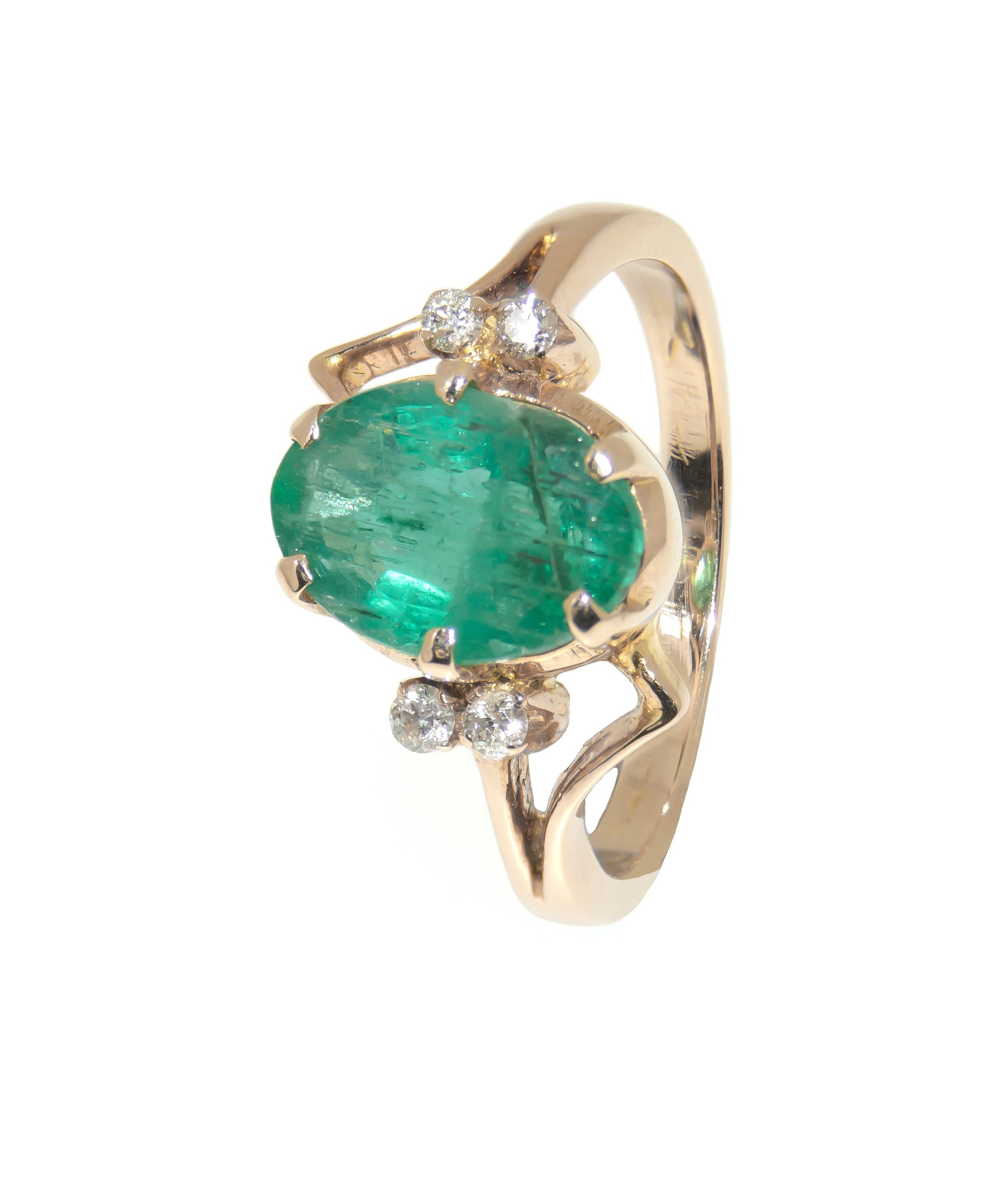 14K Yellow Gold Emerald and Diamond Ring £499