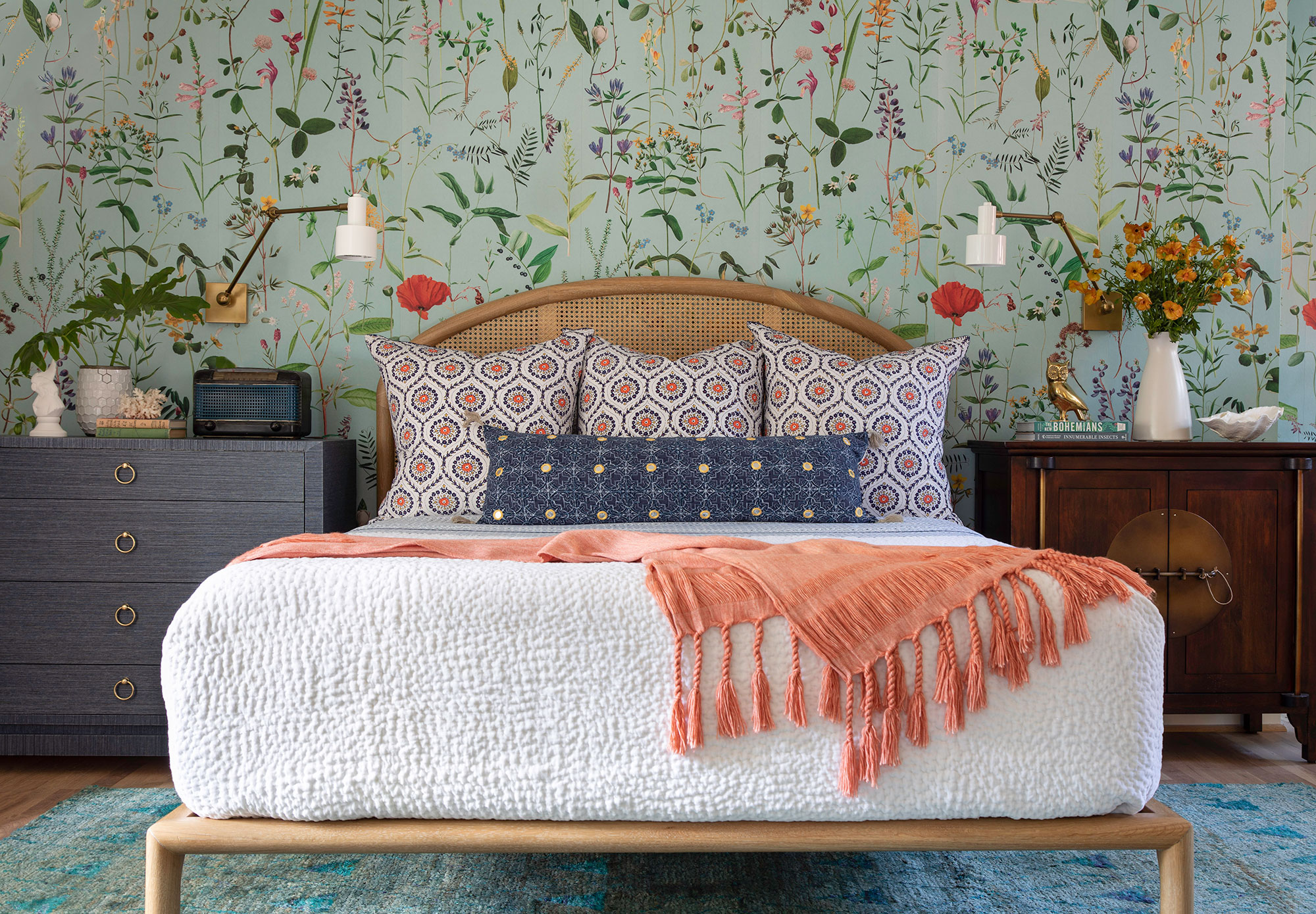 Bed with Floral Wallpaper | Best Imaginative Bedroom Design Ideas