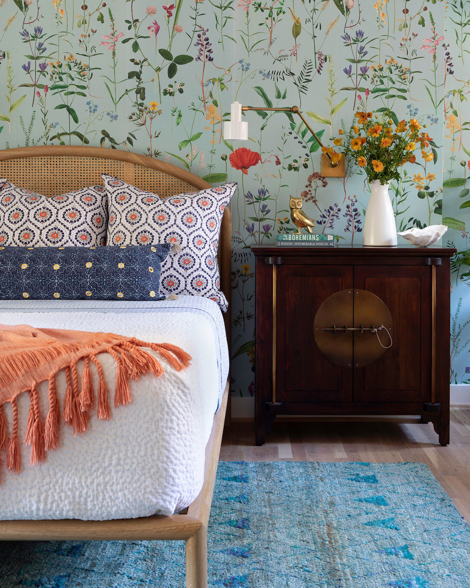 Bed with Floral Wallpaper | Best Imaginative Bedroom Design Ideas
