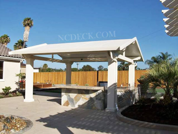Pitched Solid Aluminum Cover w/ Square Columns