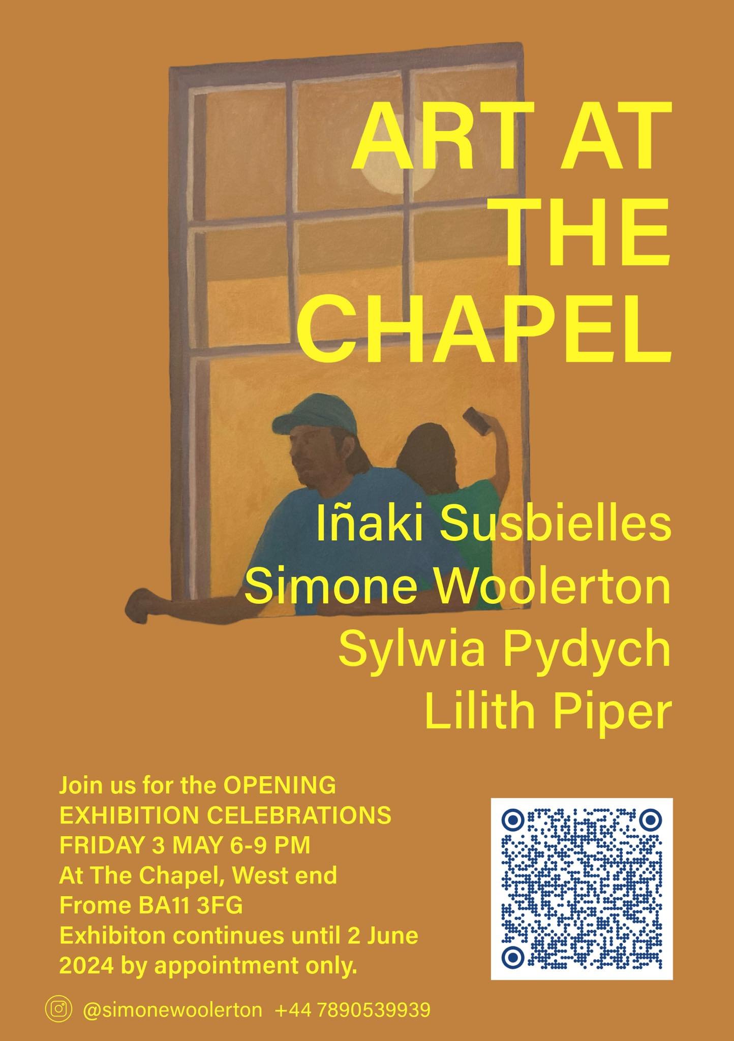 Opening exhibition this Friday 3 May 6-9pm Frome, Somerset 

https://www.eventbrite.co.uk/e/opening-celebrations-art-at-the-chapel-tickets-887119818257?utm-campaign=social&amp;utm-content=attendeeshare&amp;utm-medium=discovery&amp;utm-term=listing&am