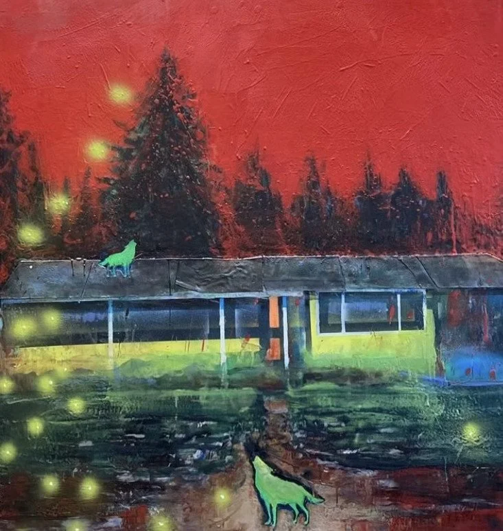 Wolf On A Lead Roof