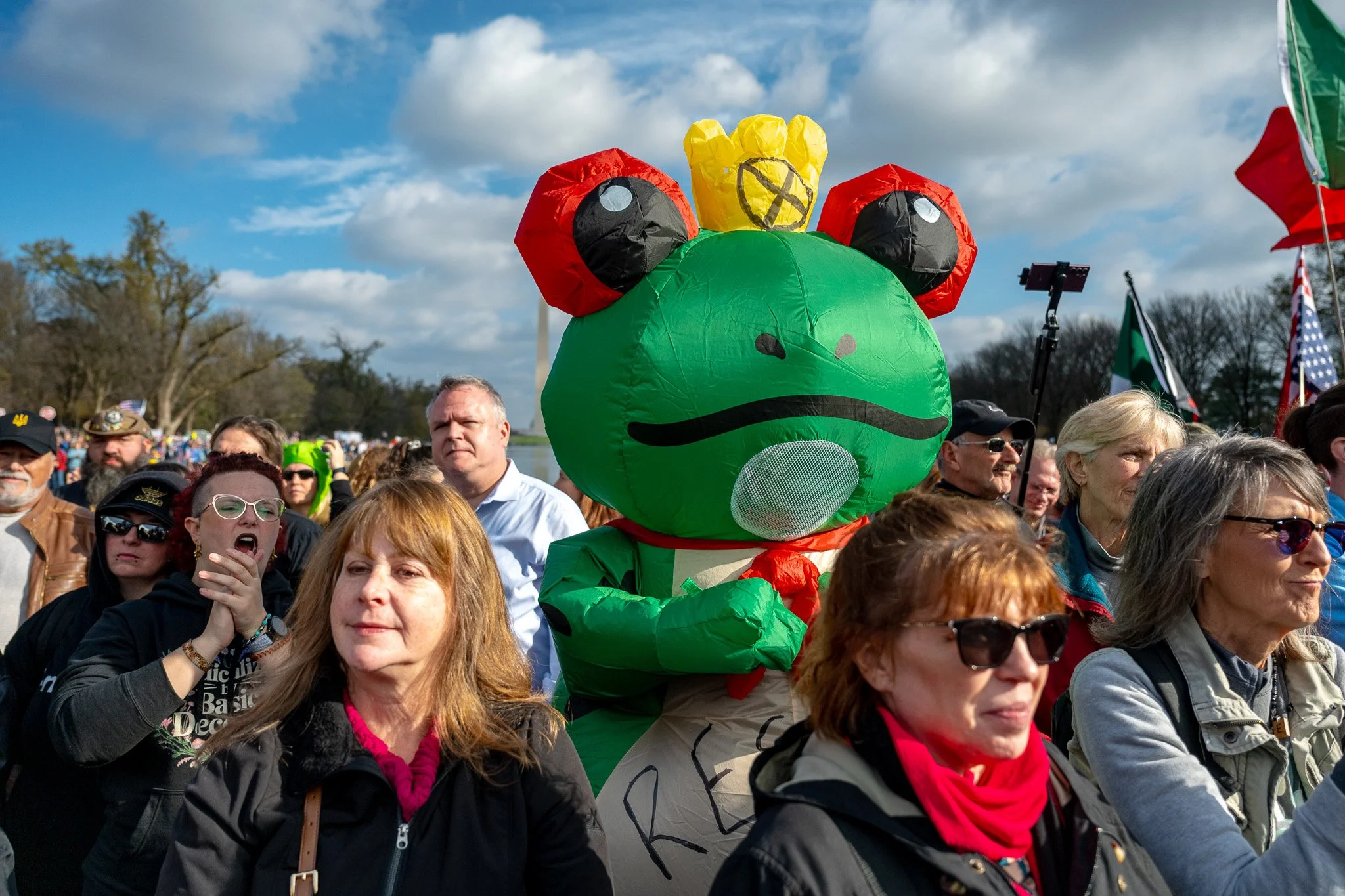 Cartoon characters increasingly joined the protest marches in fall. Here, at Impeach Convict Remove rally in Washington, Nov 22.