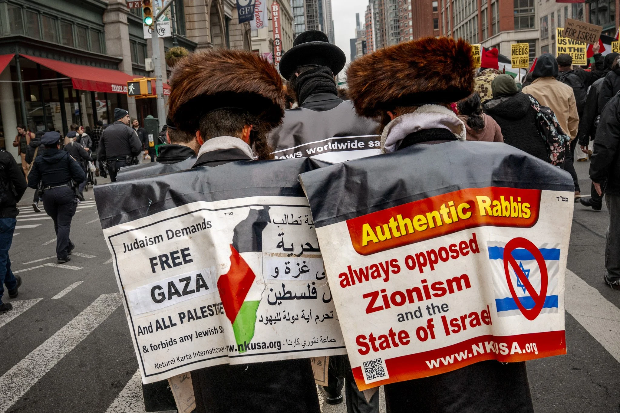 "Authentic Rabbis" protesting Iran war and Israeli aggression. March 2026