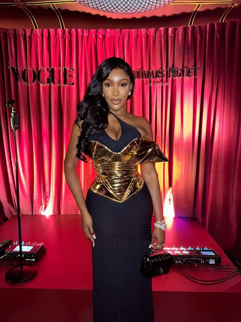 Our client @idia.aisien attends the @britishvogue London Fashion Week party curated by Raye and Chioma Nandi in association with @audemarspiguet #lfw #londonfashionweek #ap #britishvogue #vogue