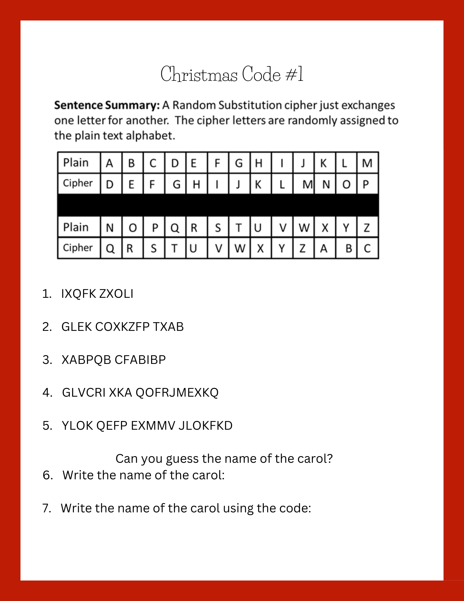 Christmas Carol & Codes Fun Worksheets — Beth Smith Studio