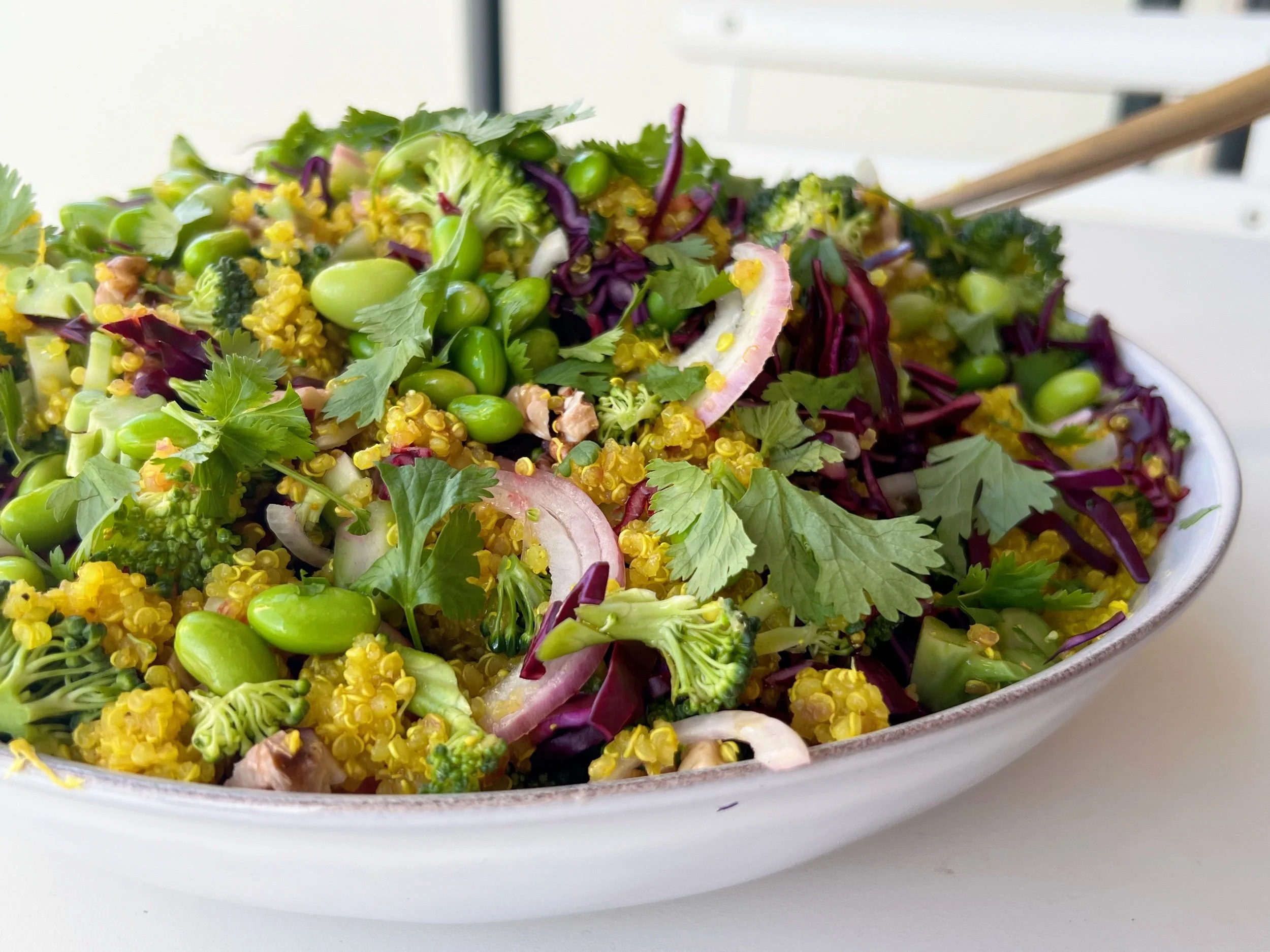 Quinoa & Broccoli Salad with a Peanut Butter Dressing