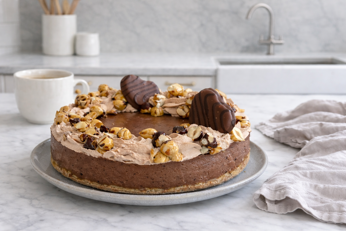 Pähkinäinen suklaajuustokakku