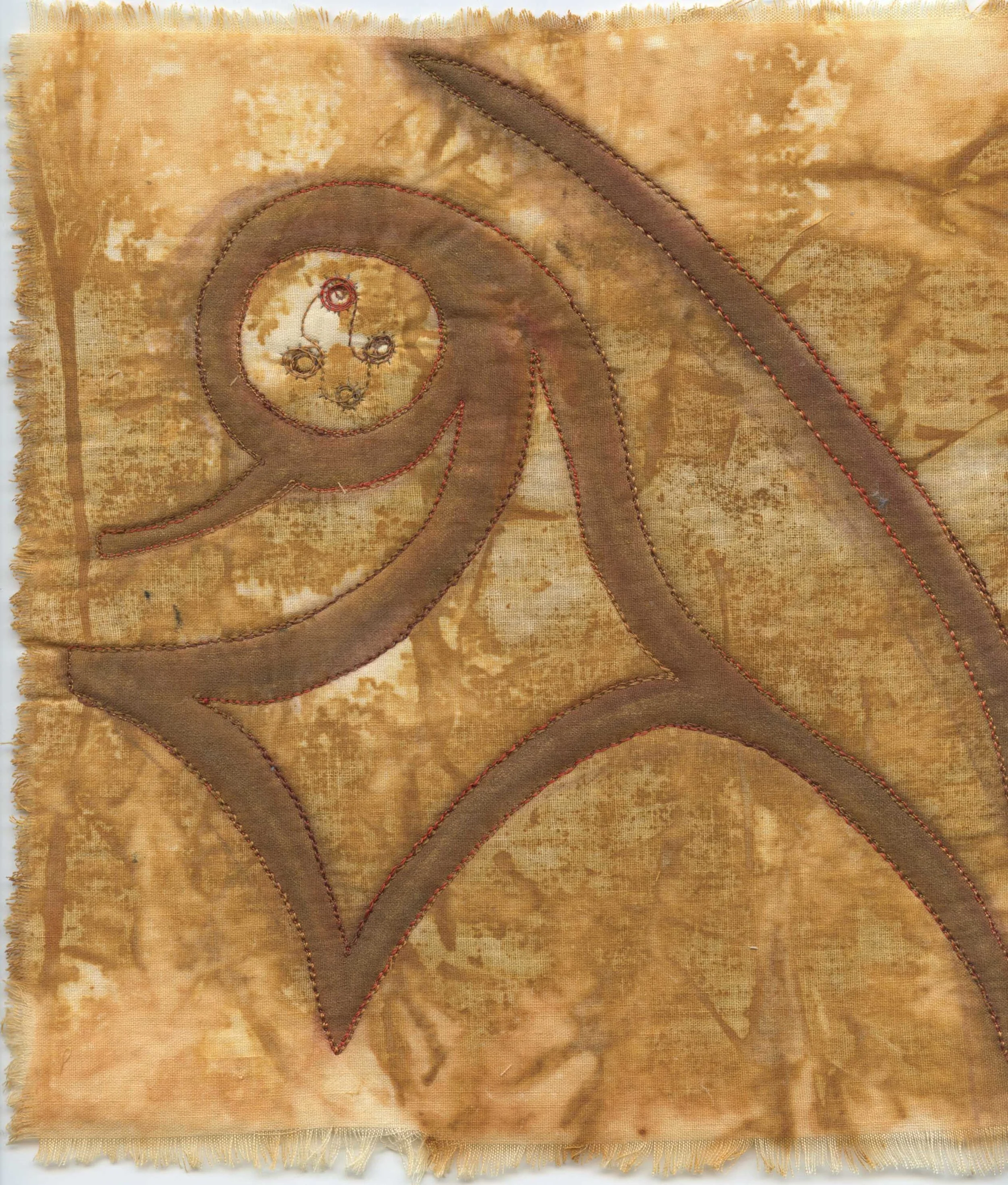 Rust dyed fabric, oil sticks