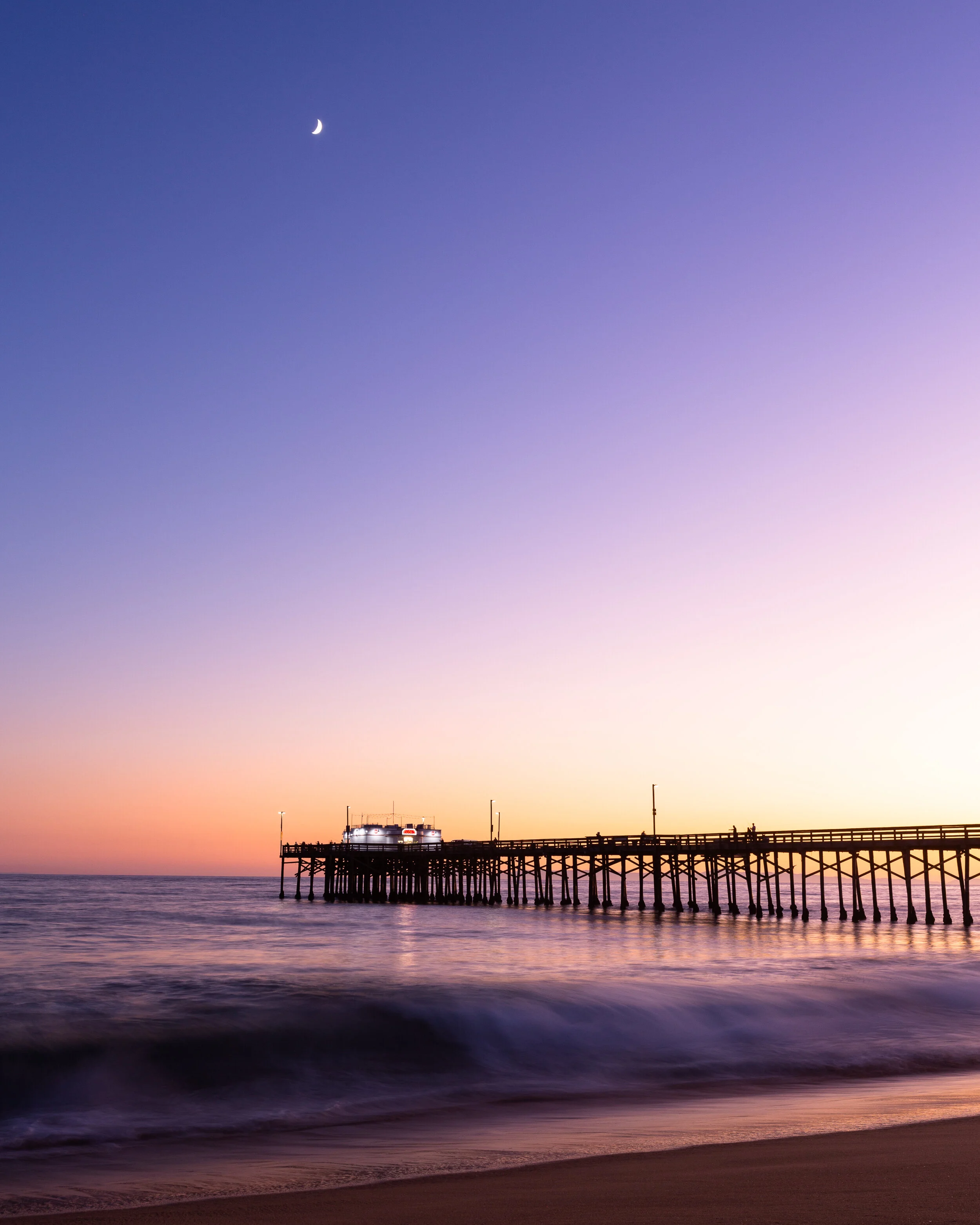 Balboa Pier Under a Setting Moon