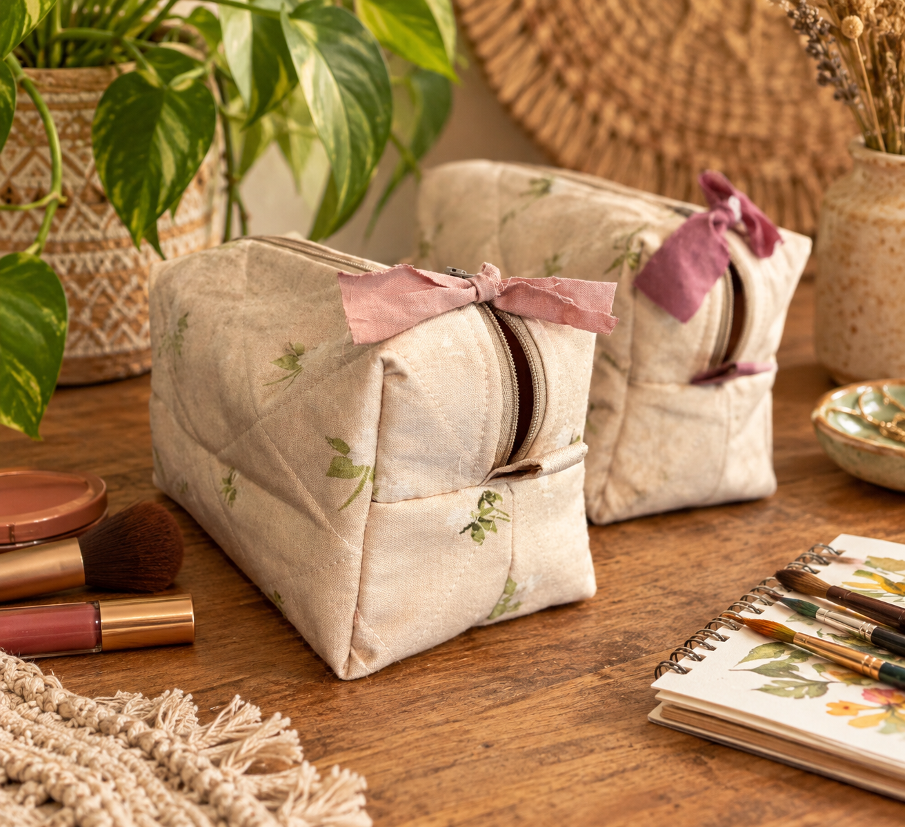 Simple Hydrangea Cosmetic Bag