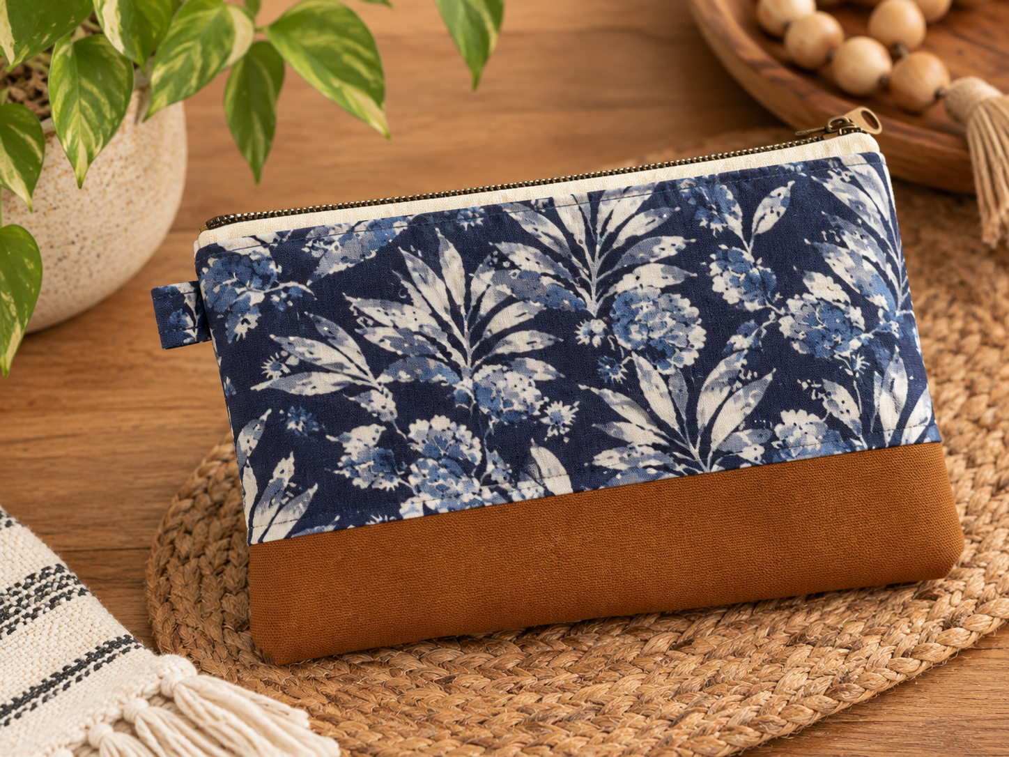 Indigo Zipper Clutch