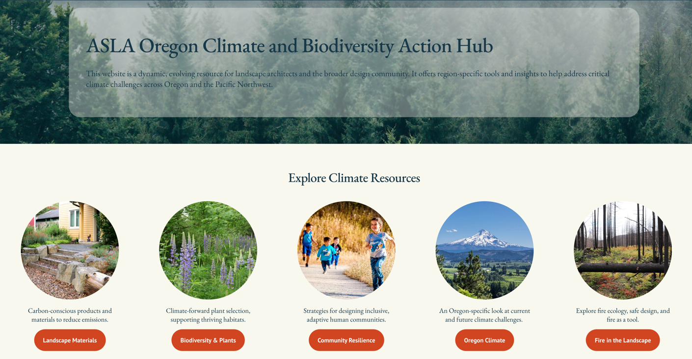 New ASLA Oregon Climate and Biodiversity Action Committee Website