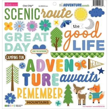 ADVENTURE AWAITS Chipboard Icon Stickers