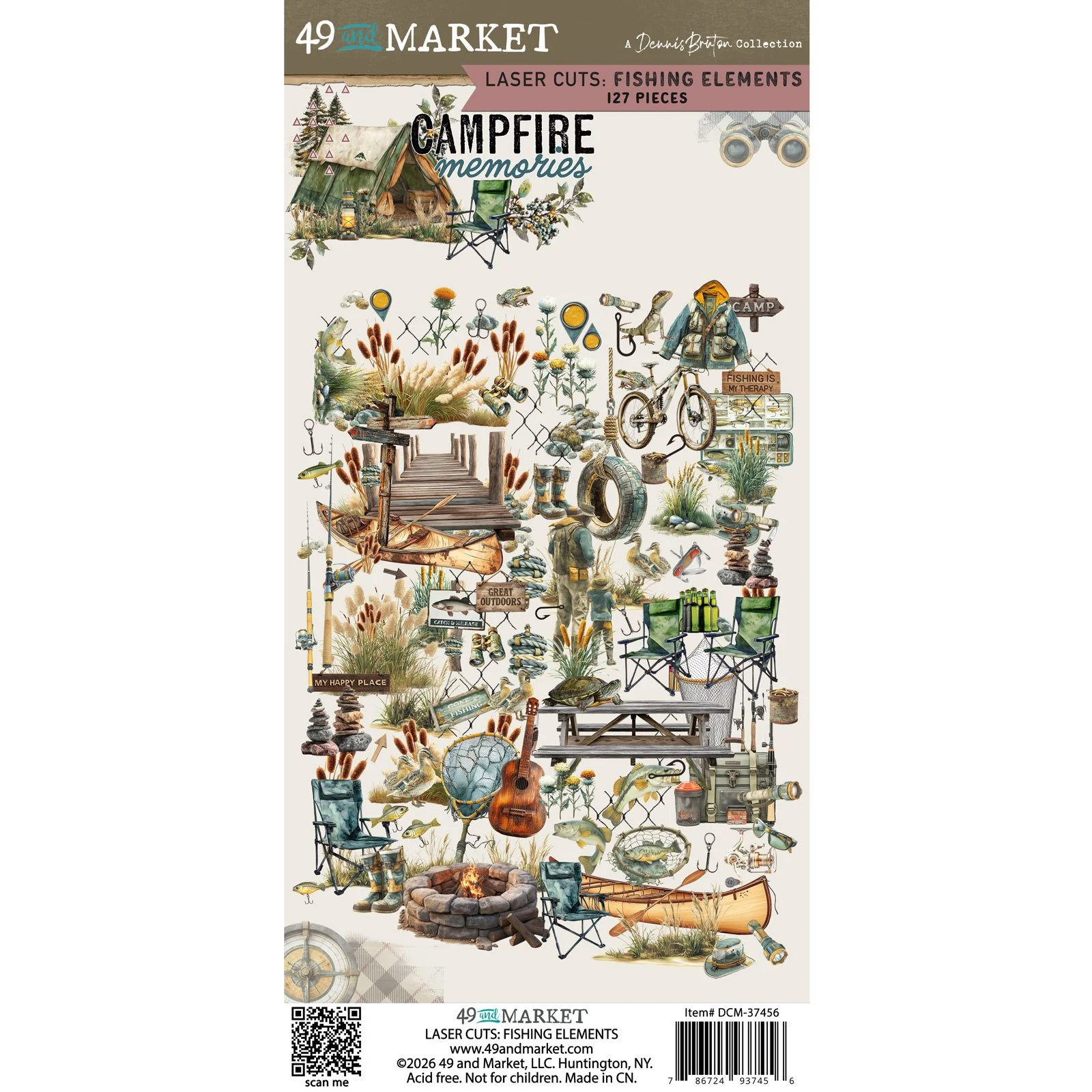 CAMPFIRE MEMORIES Laser Cut Elements - Fishing