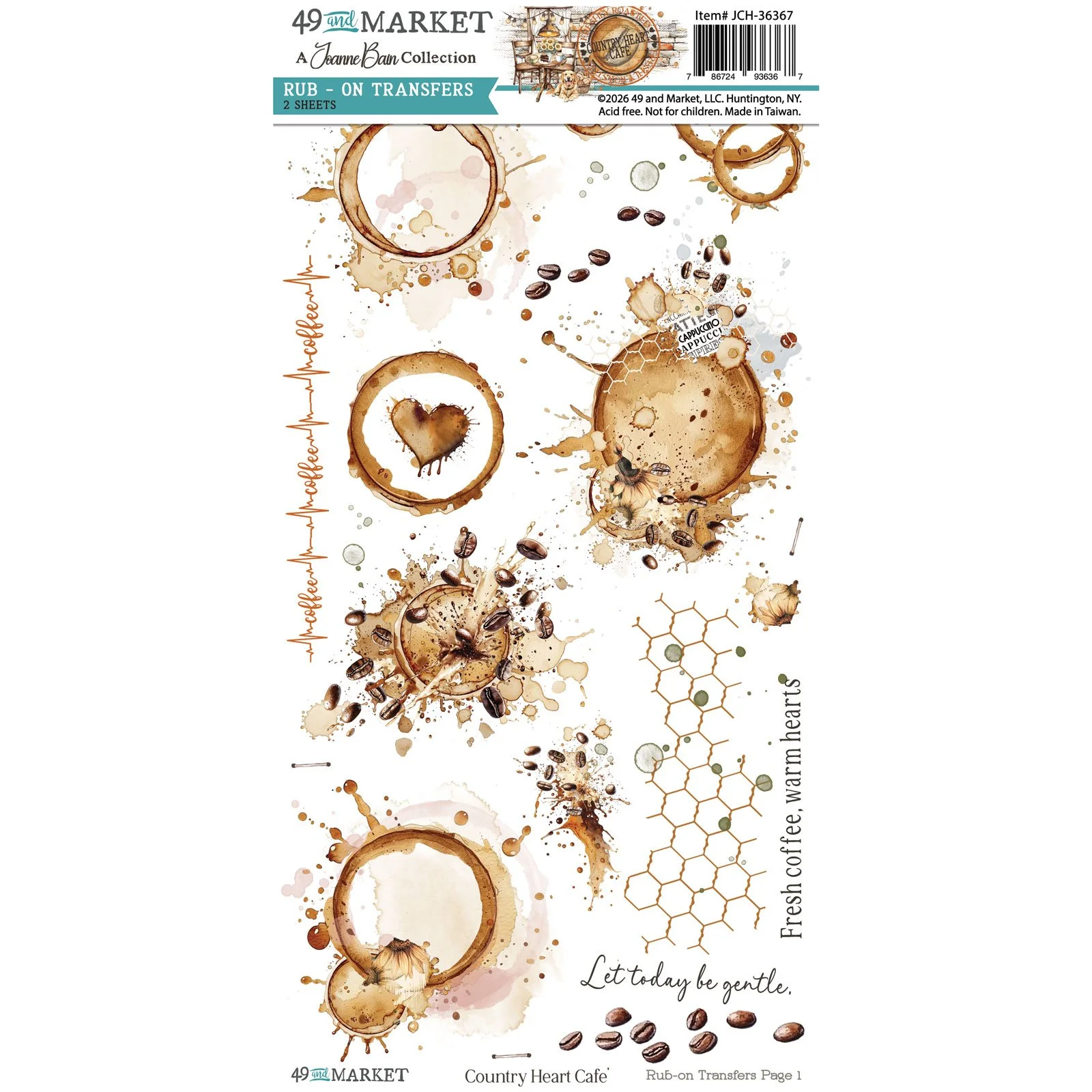 COUNTRY HEART CAFE Blendable Rub-On Transfers
