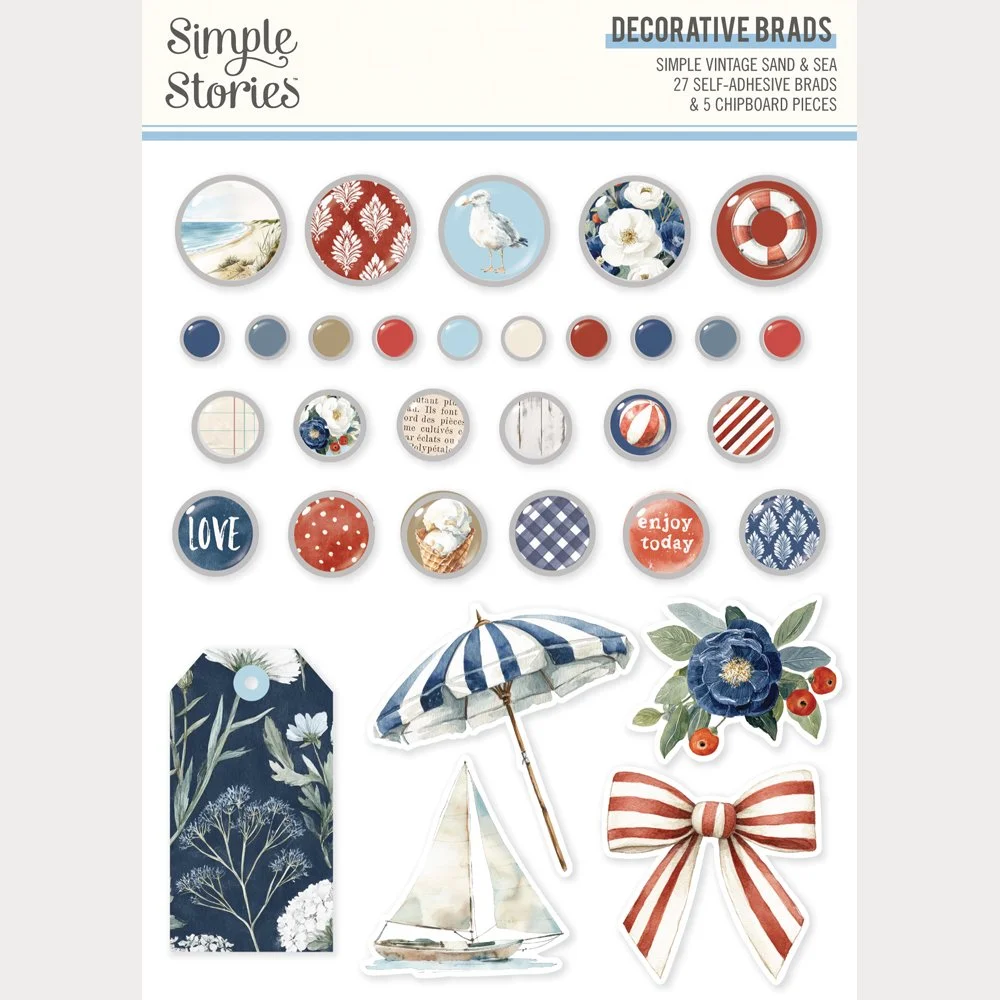 Simple Vintage SAND & SEA - Decorative Brads