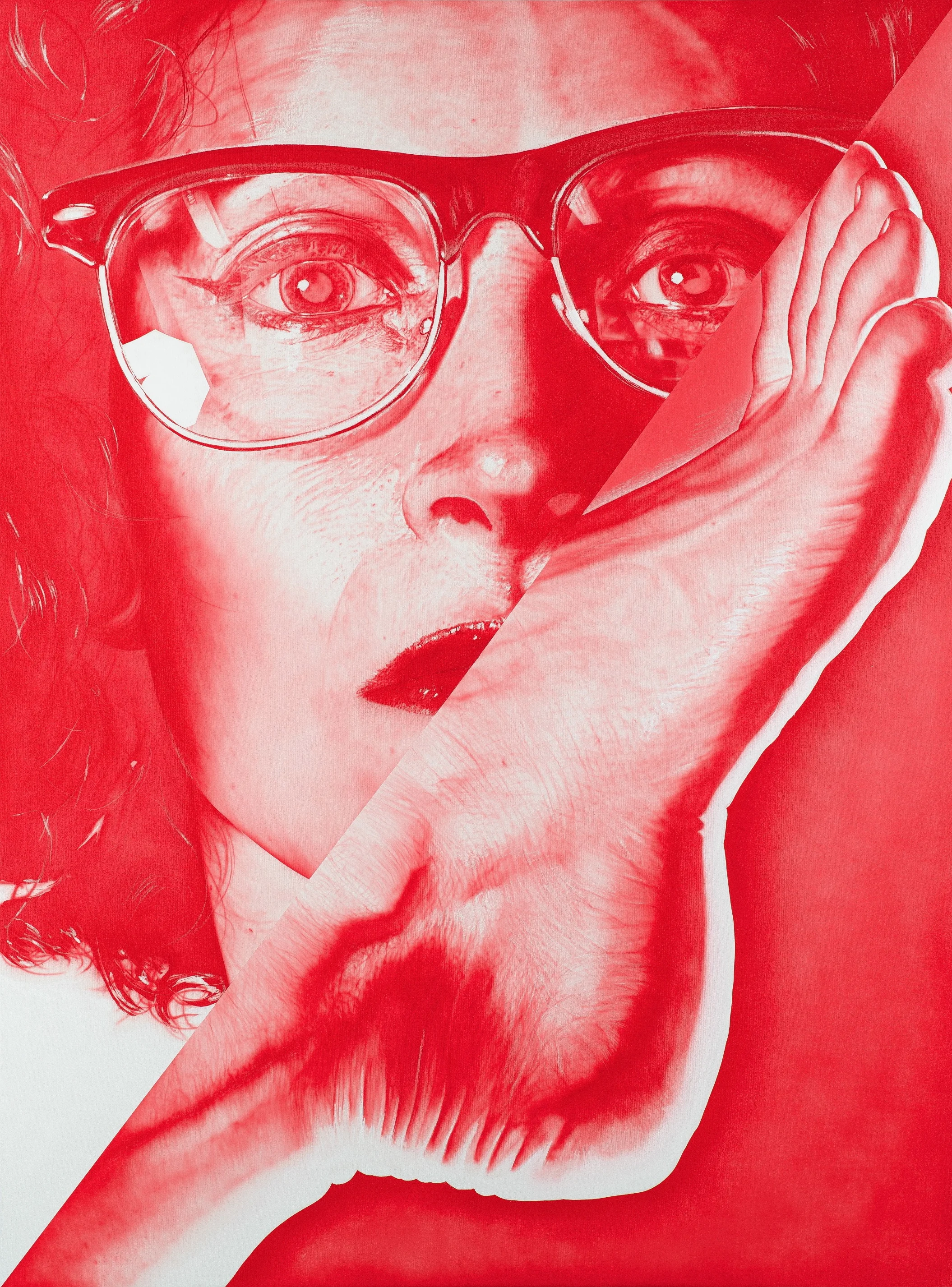 Red 2T Foot: Glasses, 2013, Acrylic on canvas, 78h x 58w in