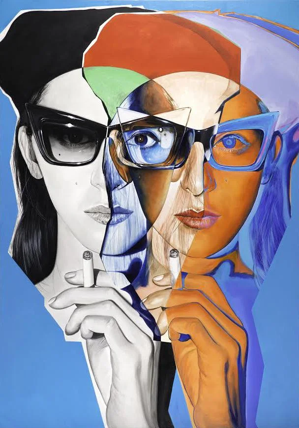 Double Kara, 2017, Acrylic on linen, 96h x 68w in