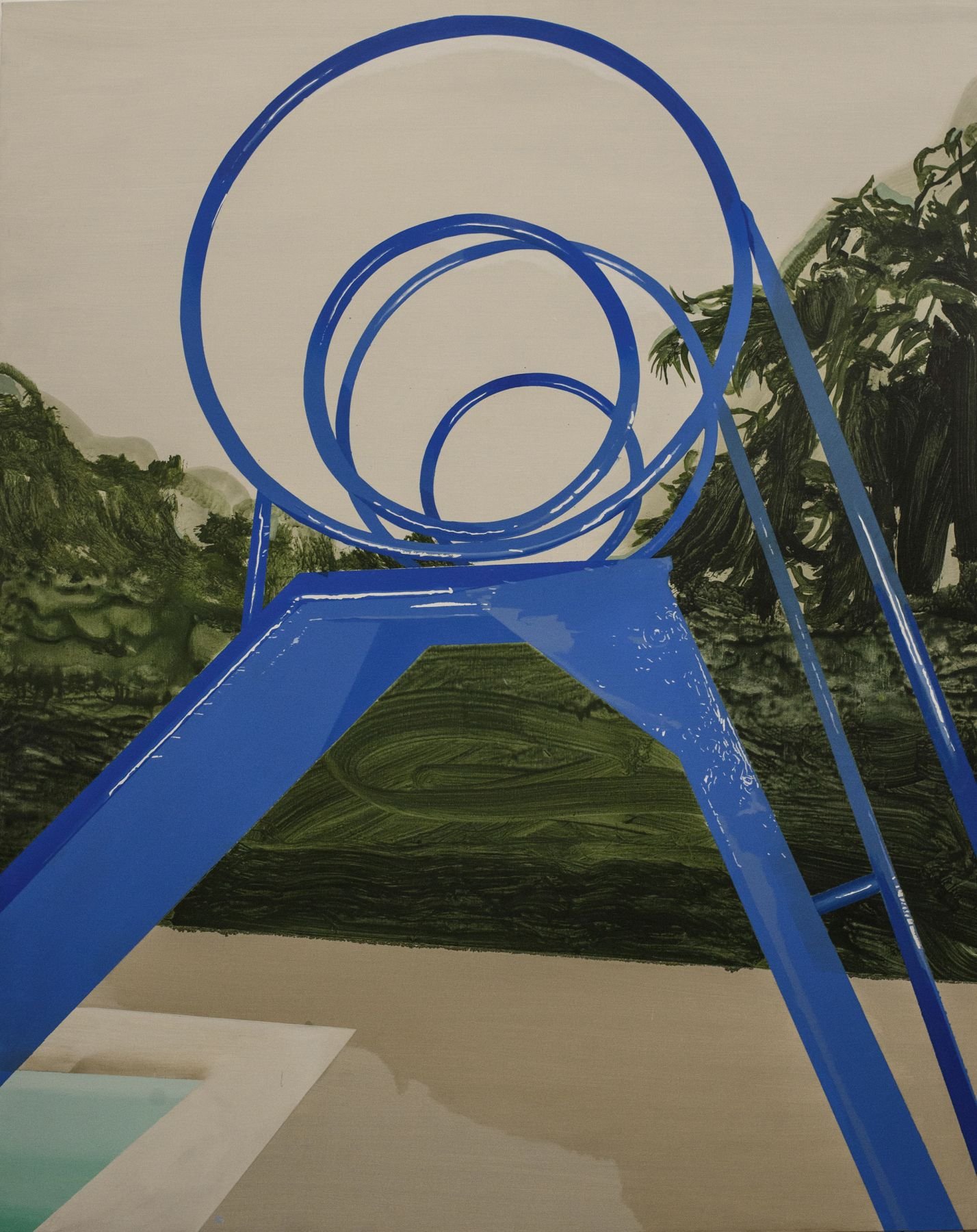 Julia Santa Olalla Columpio Azul, 2025 Oil on linen 59.06h x 47.24w in 150h x 120w cm