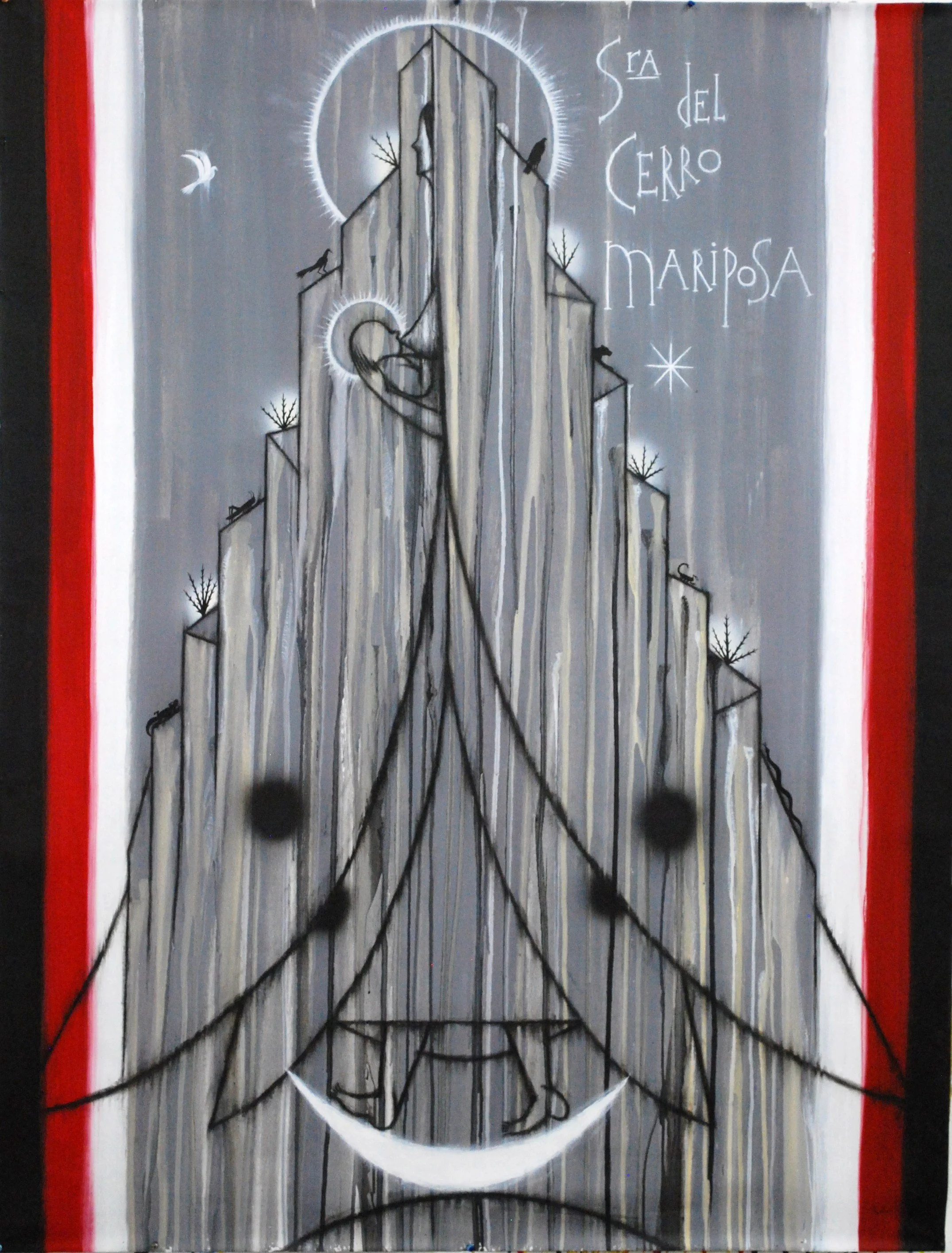 José Bedia Señora del Cerro Mariposa, 2016 Acrylic on canvas 72h x 55w in