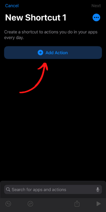 Click Add Action and Search ‘Open App’: 