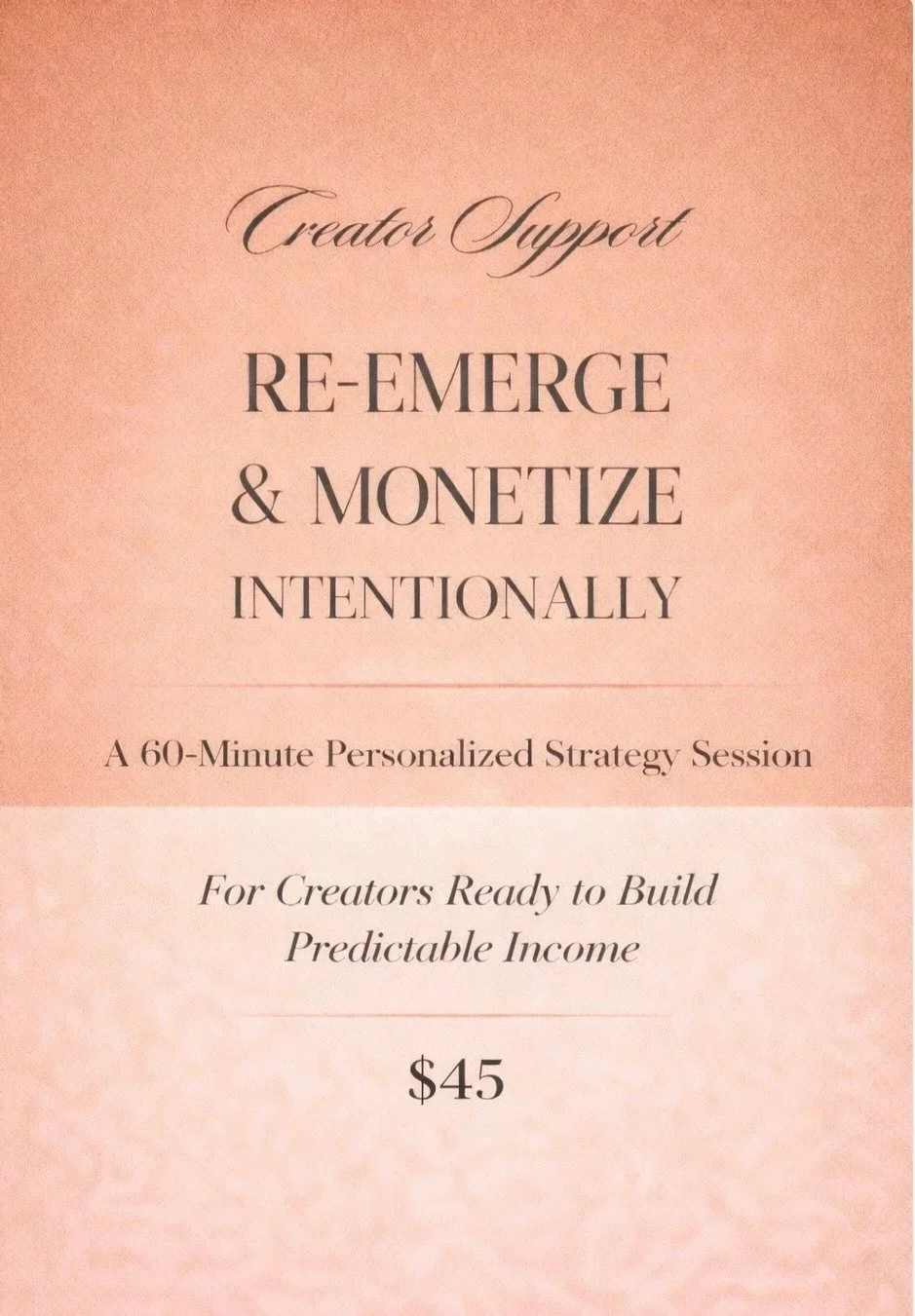 Re-Emerge & Monetize Strategy Session (60 Minutes)