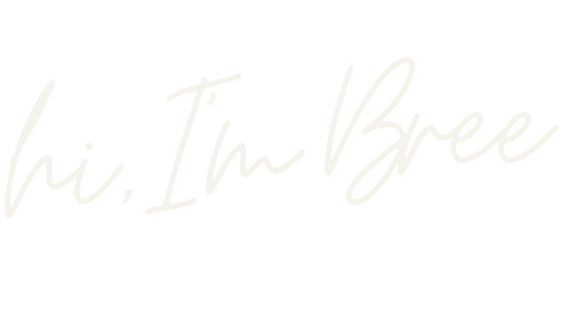 The phrase "hi, I'm Bee" written in cursive on a black background.