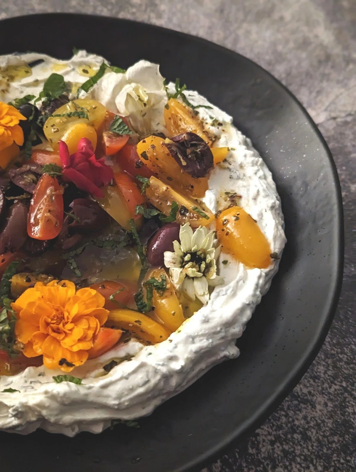 Mint and Thyme Labneh with Marinated Tomatoes