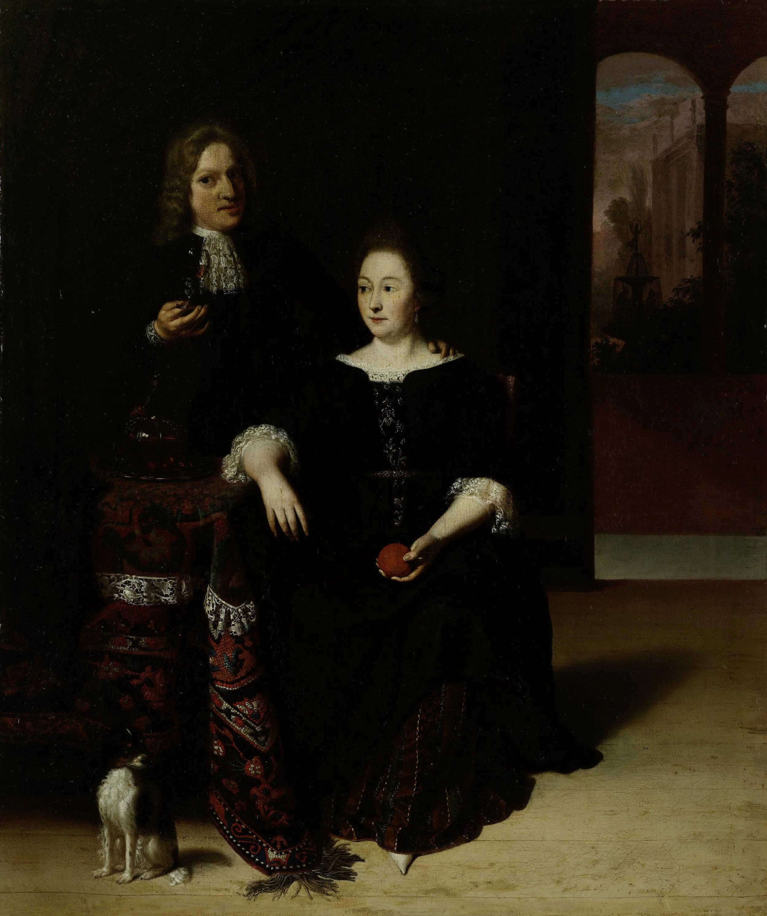 Portrait of a Woman and a Man in an Interior (1694) by Matthias Wulfraet.jpg