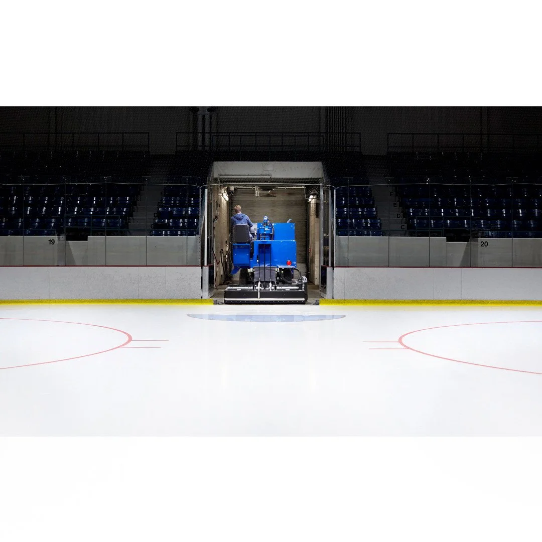 I have had the opportunity to shoot Zamboni Machines for almost 25 years. Sometimes it's only me and a very little bit of camera gear. This was one of those shoots I'm the driver on the machine and behind the camera.. I used the trusty old PocketWiza