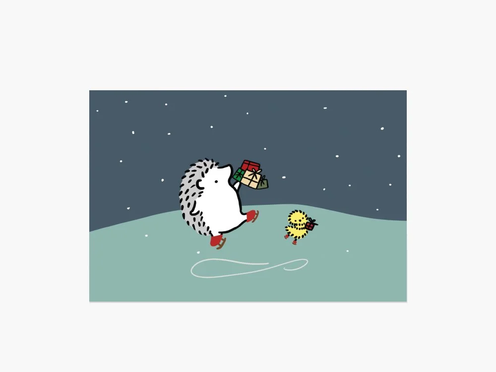 Holiday Skaters Postcard