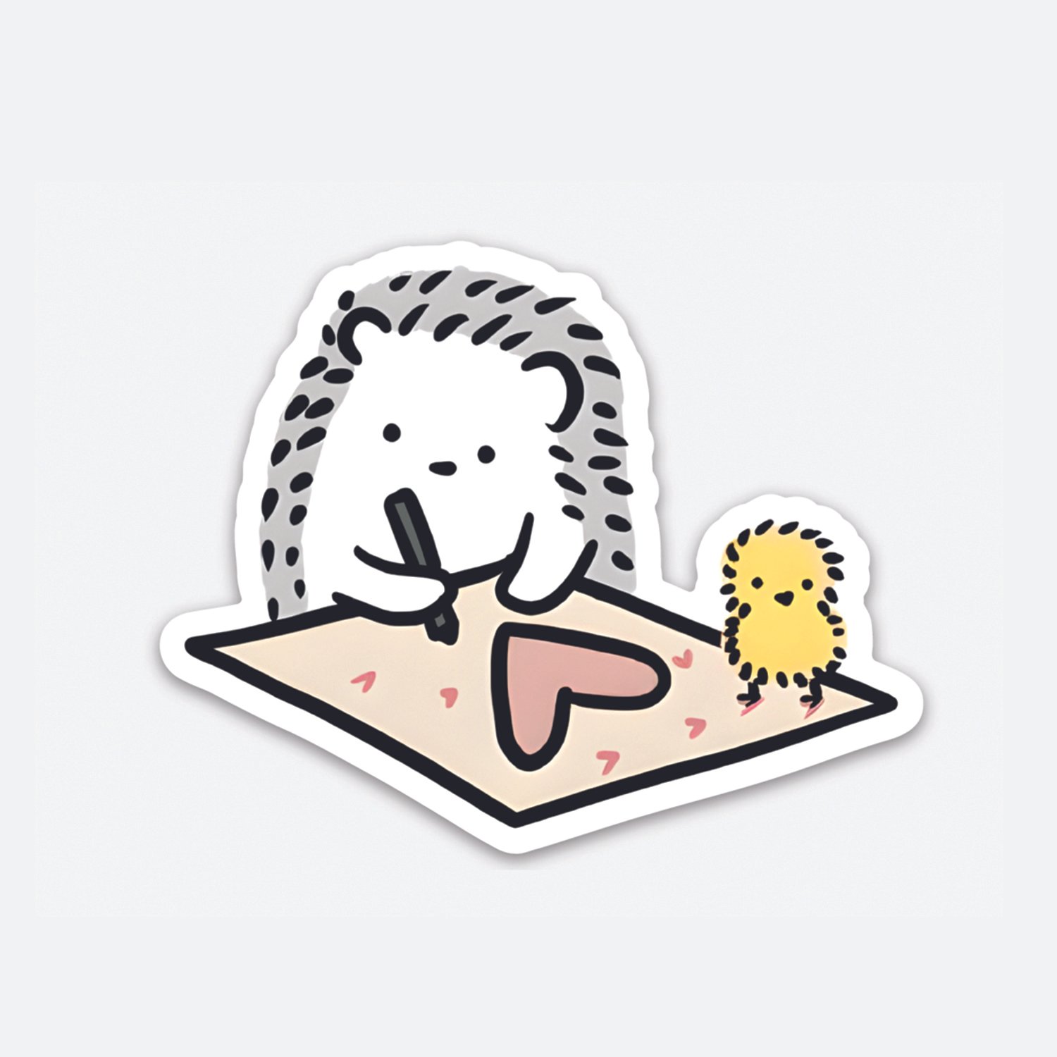 White Hearts with Chickie Sticker (Matte)