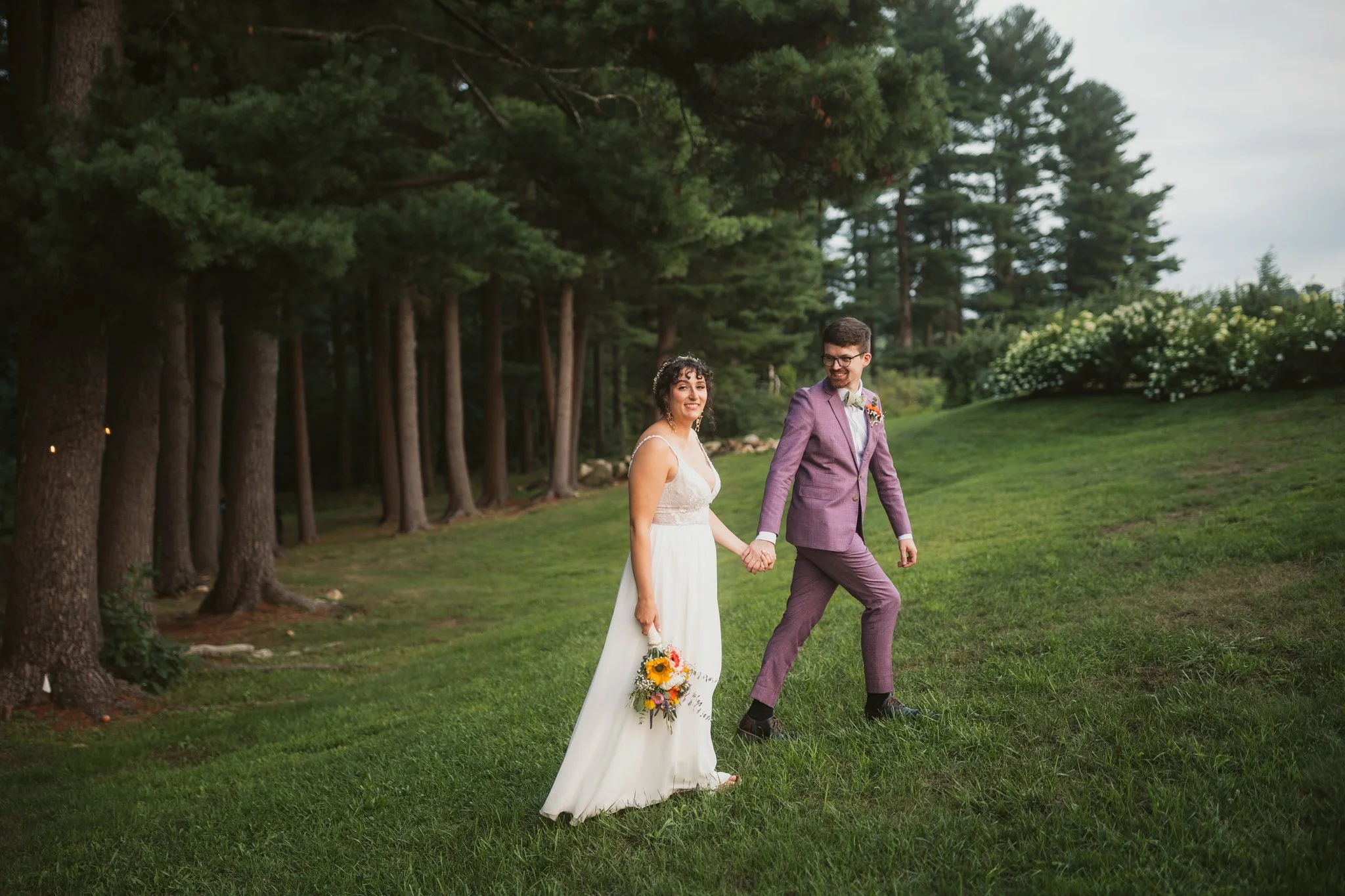 golden hour wedding portrait by pine grove