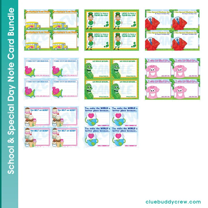 SCHOOL AND SPECIAL DAY NOTE CARD BUNDLE - DIGITAL DOWNLOAD