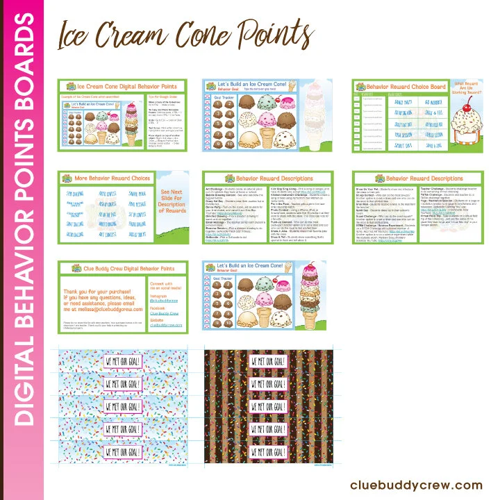 ICE CREAM CONE POINTS DIGITAL BEHAVIOR BOARD - GOOGLE SLIDES &amp; POWERPOINT