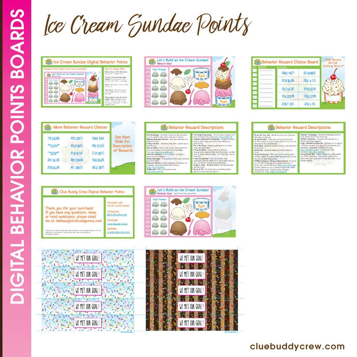 ICE CREAM SUNDAE POINTS DIGITAL BEHAVIOR BOARD - GOOGLE SLIDES &amp; POWERPOINT