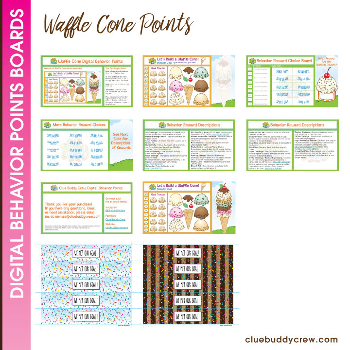 WAFFLE CONE POINTS DIGITAL BEHAVIOR BOARD - GOOGLE SLIDES &amp; POWERPOINT