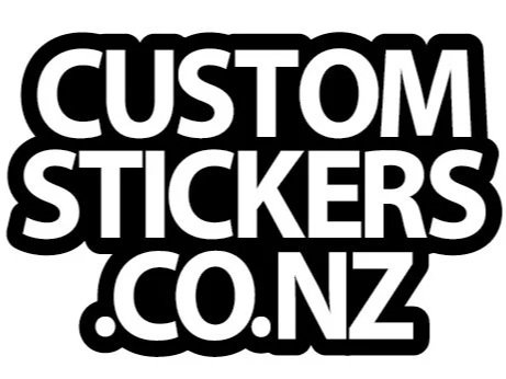 Logo for customstickers.co.nz in black and white with bold text.