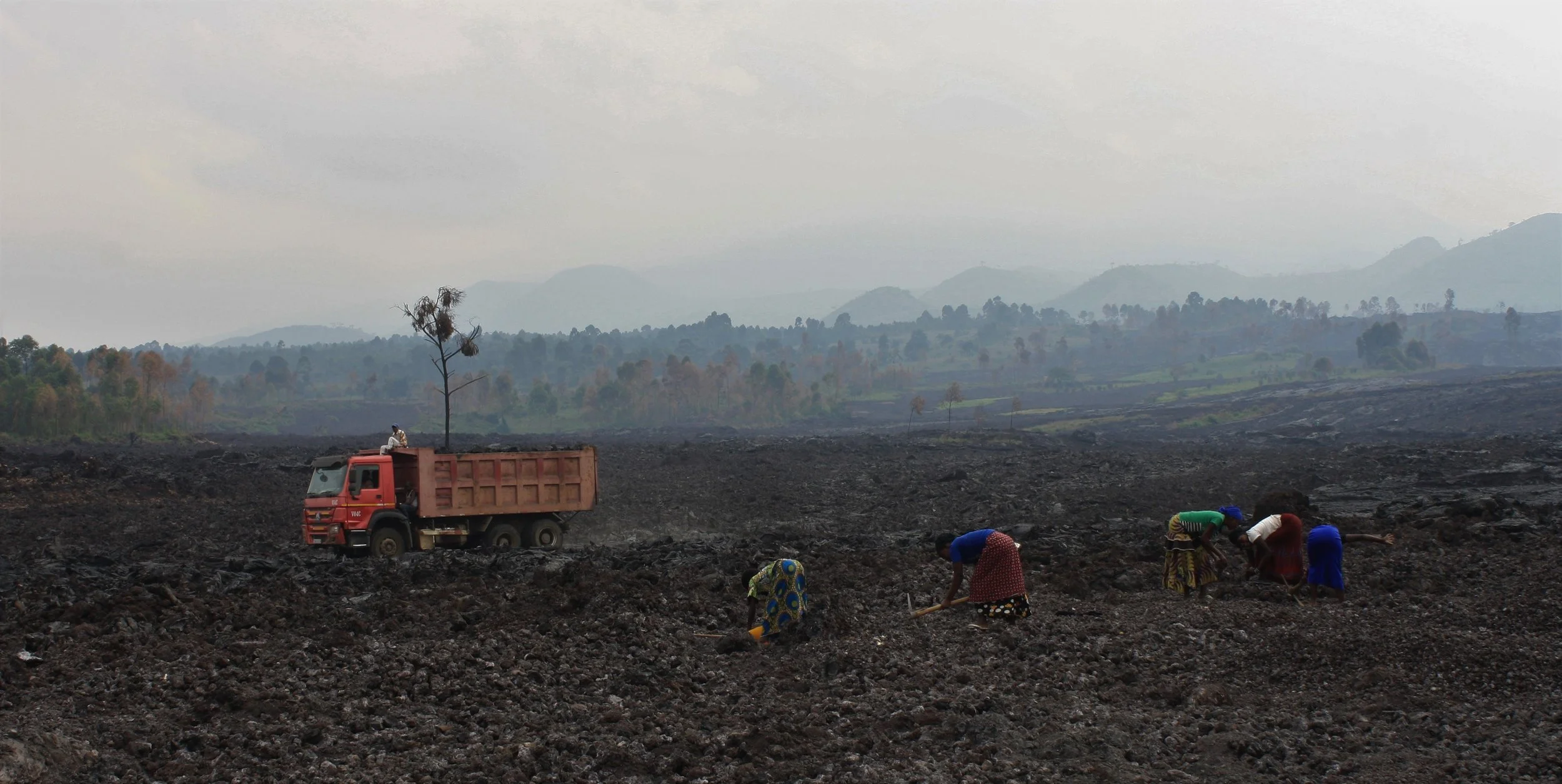  Women break down volcanic rock into gravel in the hope of earning a few dollars. The  May 2021  eruption of Mount Nyiragongo in The Democratic Republic of the Congo  left thousands of people homeless. But the displaced say aid is slow to arrive amid