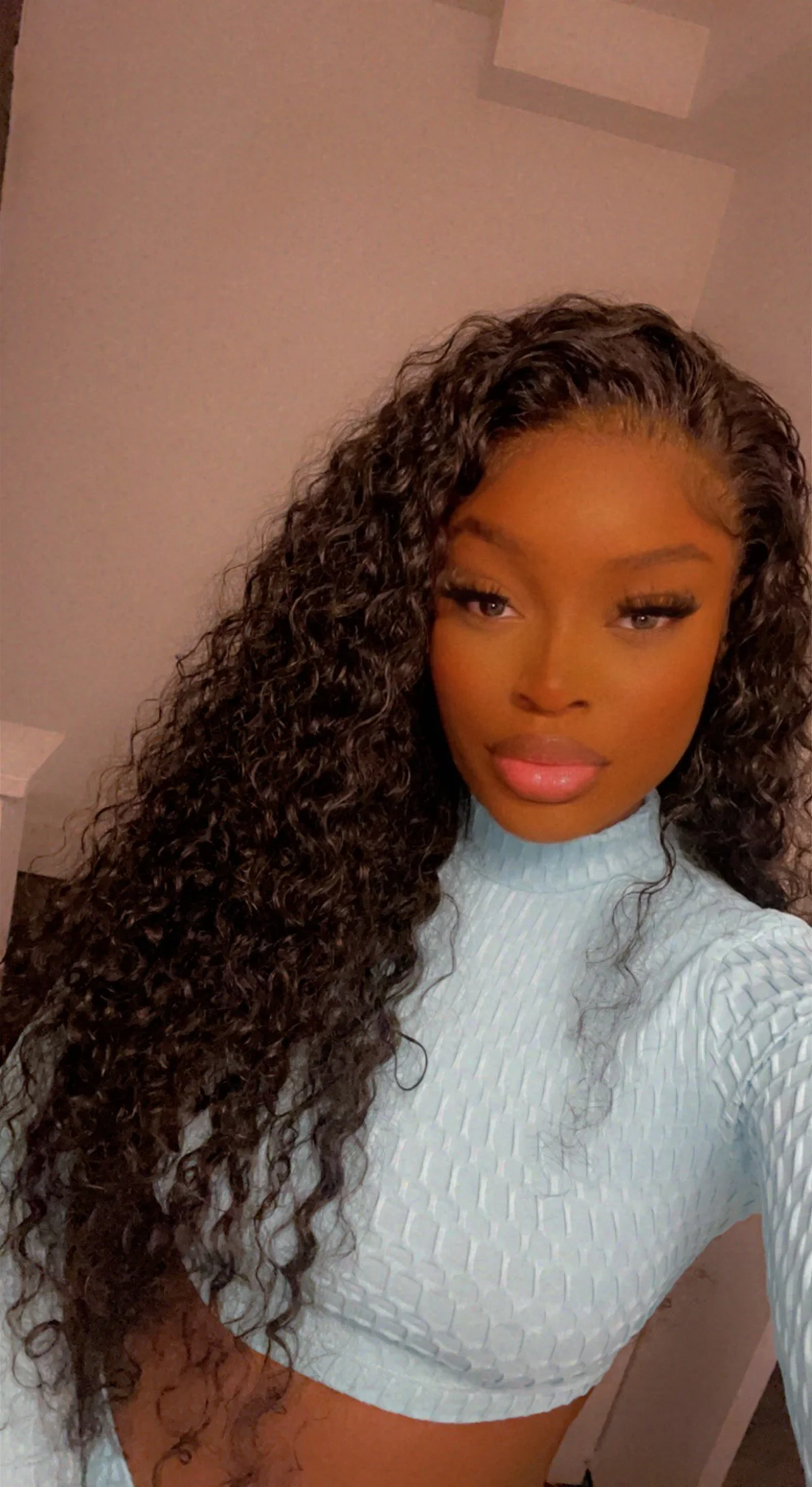 The luscious curly Black Unit (13x4 HD frontal wig) 180% 28”