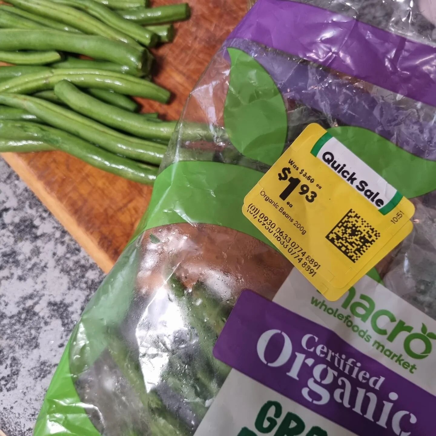 If you can't afford organic for everything, look out for when it is on special. Often it will be on short shelf life. If you can't use it immediately, freeze it down.
Green beans, AIP stage 1 reintro.
