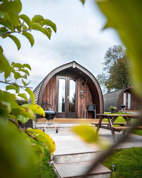 Beautiful shot of a luxury glamping pod in the Peak District National Park