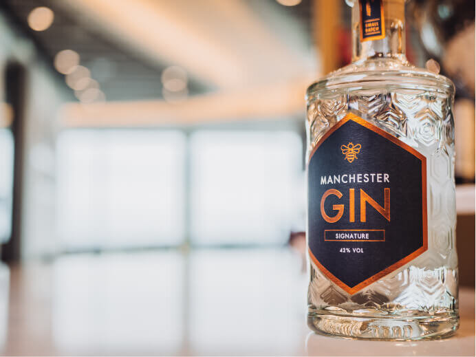 Manchester Gin captured with room for text on the right hand side