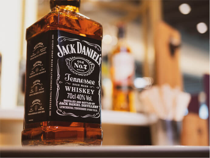 Bottle of Jack Daniels whiskey captured showing the label 